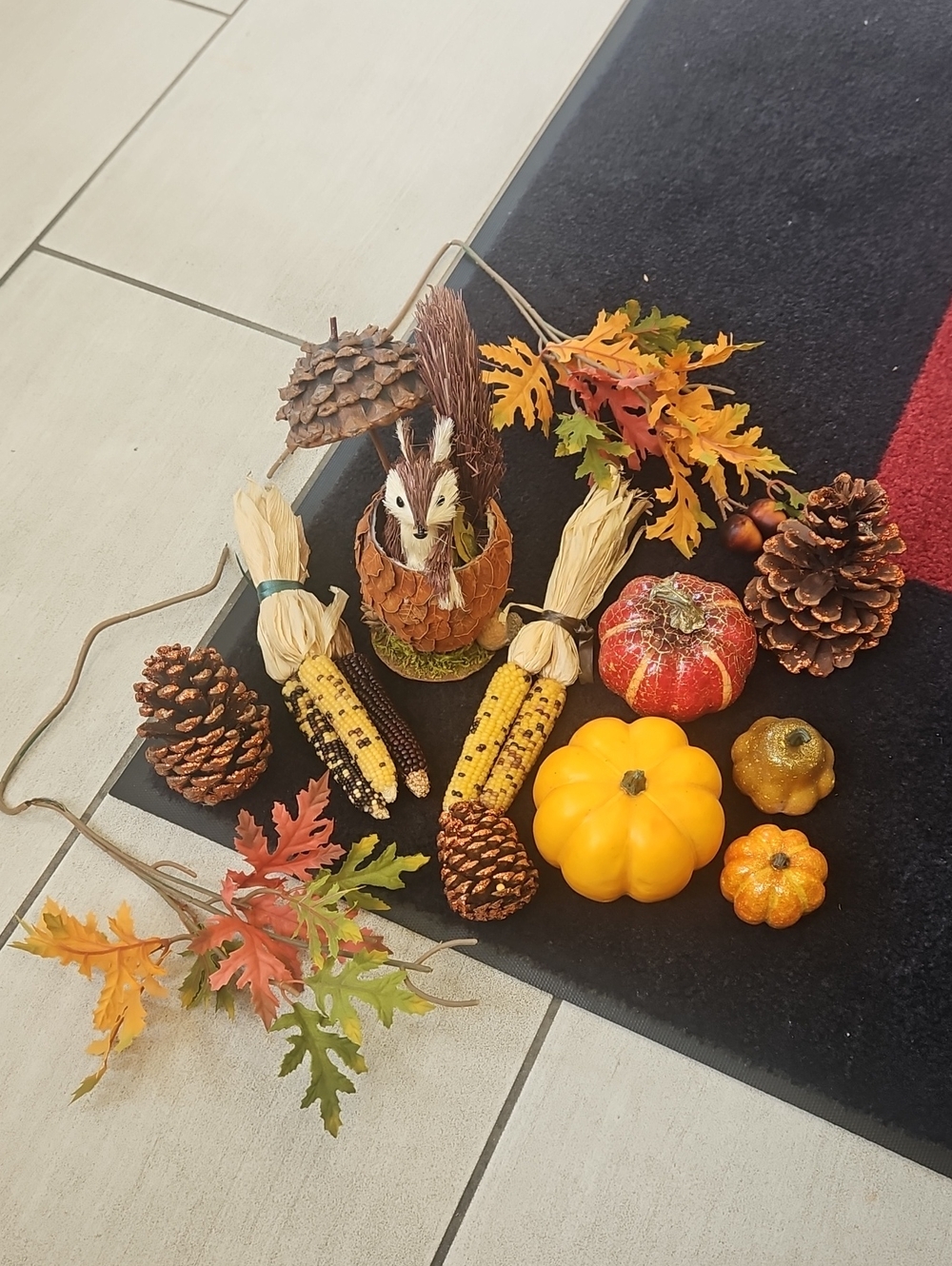 Autumn Harvest / Thanksgiving Decorative Pumpkin & Pinecone Accent Set 12 Pieces